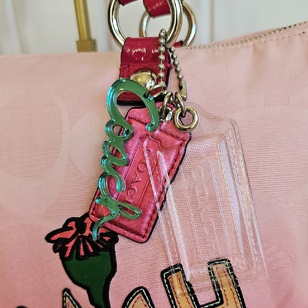 Coach Poppy 2010 Pink Ombré Floral Appliqué Glam Tote 3 Hangtags - Picture 6 of 17